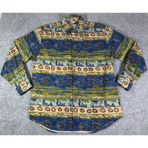 VTG 90s The Territory Ahead All Over Print Button Shirt Colorful Abstract Large
